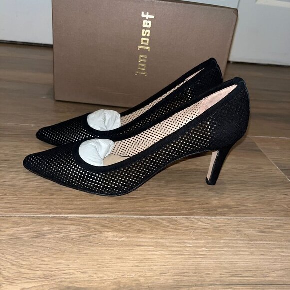 NWT ANTHROPOLOGIE Jon Josef People Black Suede Mesh Pointed Toe Heels Size 9 - Picture 3 of 5